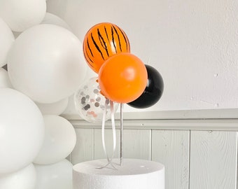 Cake Topper aus mini Luftballons, Tortendeko für Safari Party,  Tiger Kuchen Topper DIY