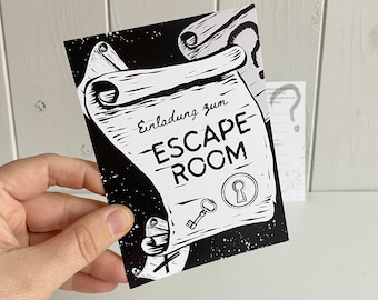 Escape Room Einladungen, Kindergeburtstag Einladungskarten, Geburtstagseinladungen zum beschriften, Geheimnis Party Einladungskarten