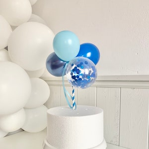 Adorno para pastel con globos, decoración para pastel de cumpleaños, decoración para pastel con globos pequeños, adorno azul para pastel para niños, decoración para fiestas de hombres