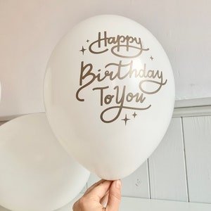 Happy Birthday Ballon, Luftballon für Geburtstag, Weiß mit Schriftzug, Geburtstagsdeko, Partydeko oder Geschenkidee