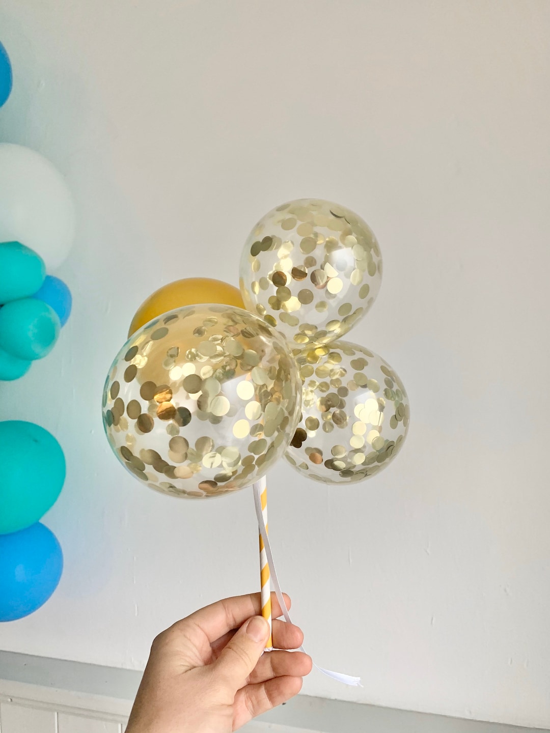Gold Confetti Balloon Cake Topper Birthday Cake Topper Mini - Etsy