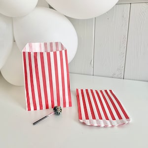 Paper bags with stripes, old school packaging for sweets, children's birthday gift bags, wedding bags for candy bars and party bags image 4