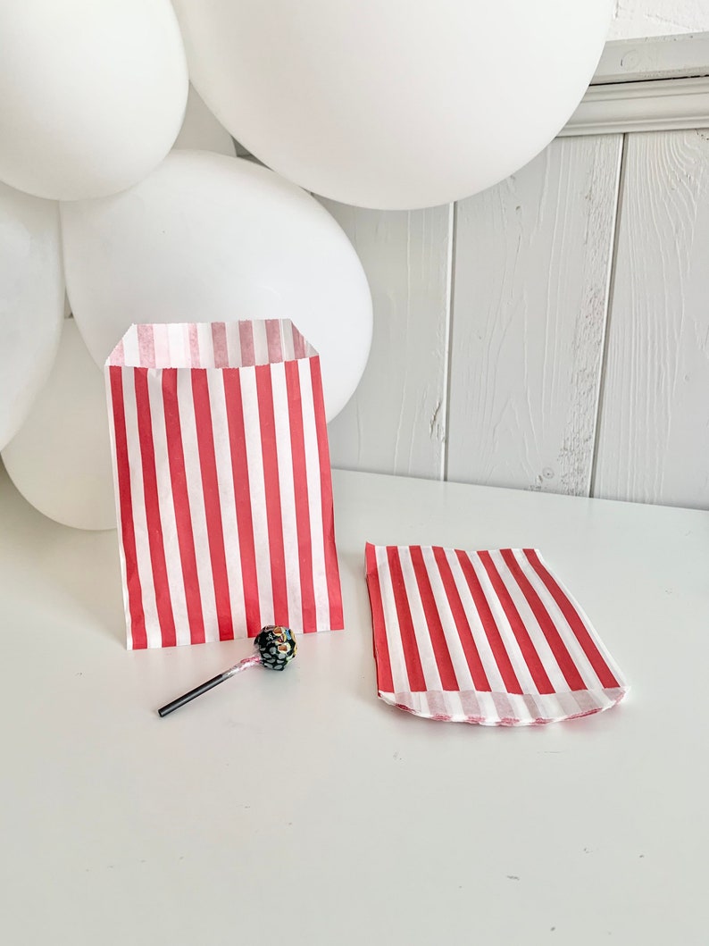 Paper bags with stripes, old school packaging for sweets, children's birthday gift bags, wedding bags for candy bars and party bags image 4