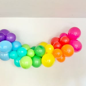 Rainbow made of balloons, balloon photo wall party backdrop, DIY birthday balloon arch, colorful rainbow balloon garland