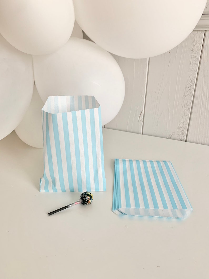 Paper bags with stripes, old school packaging for sweets, children's birthday gift bags, wedding bags for candy bars and party bags image 5