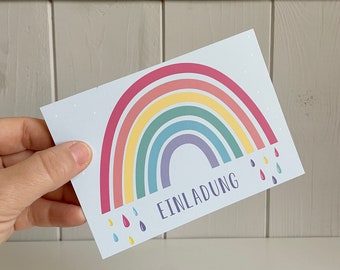 Kindergeburtstag Einladungskarten, Regenbogen Geburtstag Einladungen, Bunte Mädchen Party Einladungen