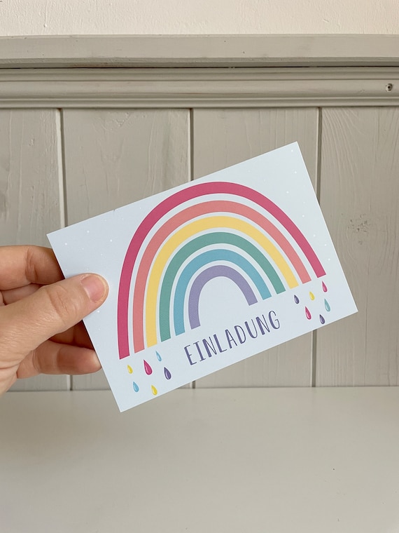 Kindergeburtstag Einladungskarten, Regenbogen Geburtstag Einladungen, Bunte Mädchen Party Einladungen