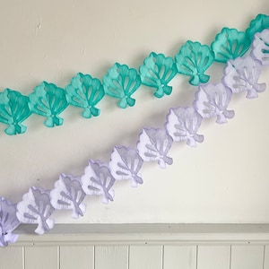 Meerjungfrau Kindergeburtstag Deko, Muschel Girlande für Unterwasser Geburtstag, Babyparty Deko, Kinderzimmerdeko, Papiergirlande