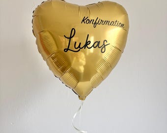 Personalized Heart Confirmation Balloon | Confirmation Gift for Godchild (Boy or Girl) | Heart Helium Balloon | Balloon with Custom Text Decoration