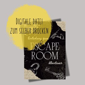 Escape Room-uitnodiging, digitale uitnodigingskaart voor een mysterieus kinderfeestje, afdrukbare verjaardagsuitnodiging, Escape-uitnodigingen, jongens