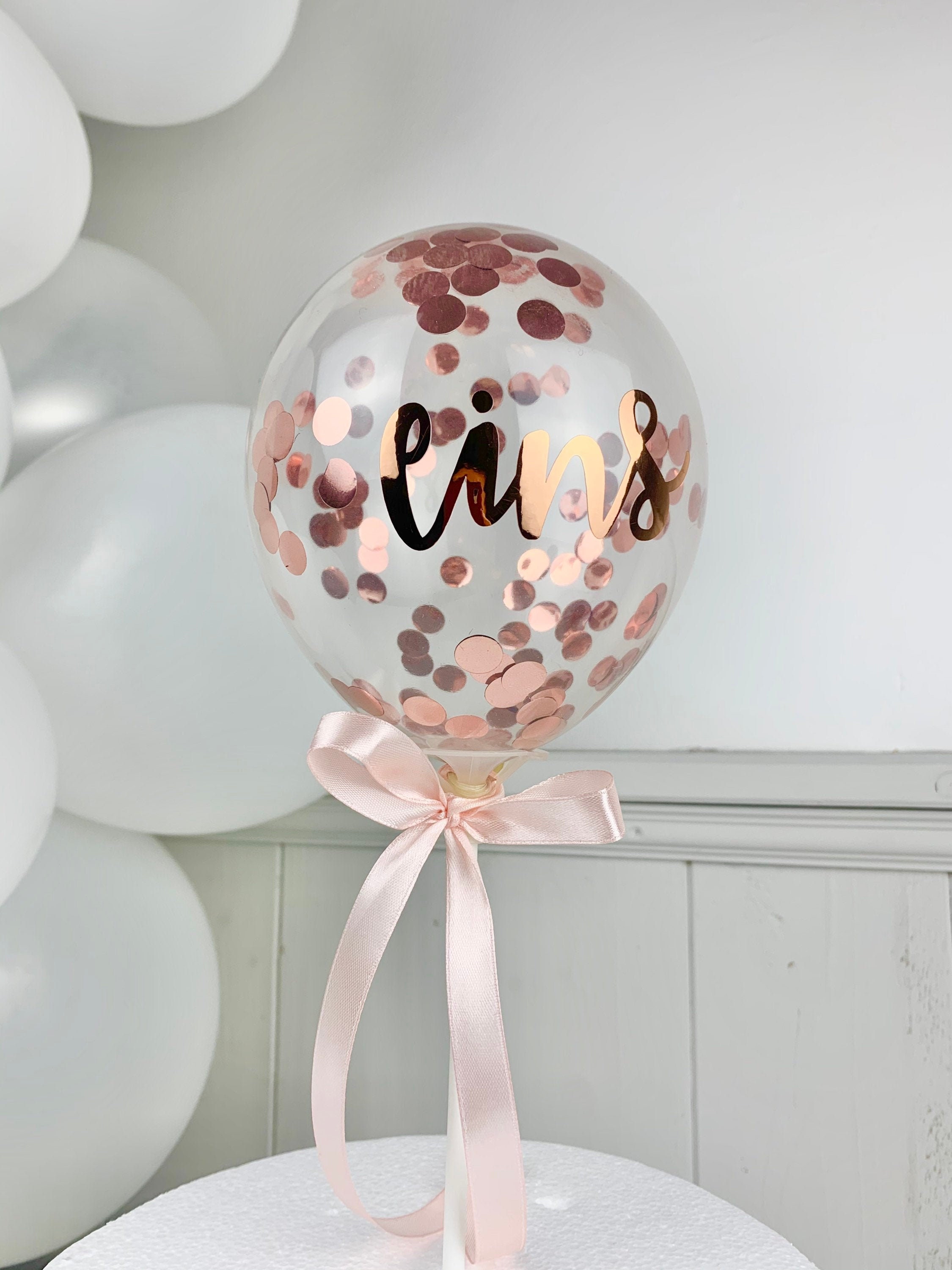 1 Birthday Cake Topper Rose Gold Confetti Balloon Kids - Etsy