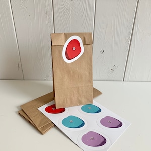 Geschenktüten mit Aufkleber für Kletter Kindergeburtstag, Natur Kraftpapier Tüten zum verpacken von Kinderparty Mitgebsel, Süßigkeiten
