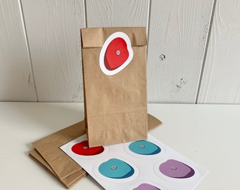 Geschenktüten mit Aufkleber für Kletter Kindergeburtstag, Natur Kraftpapier Tüten zum verpacken von Kinderparty Mitgebsel, Süßigkeiten