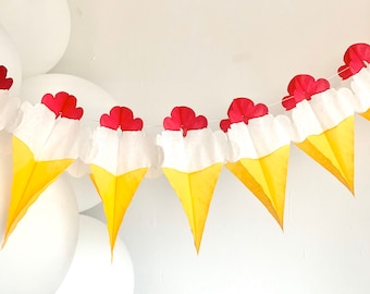 Garland ice cream, children's birthday party decoration, summer party decoration made of tissue paper, children's room playroom decoration ice cream parlor games