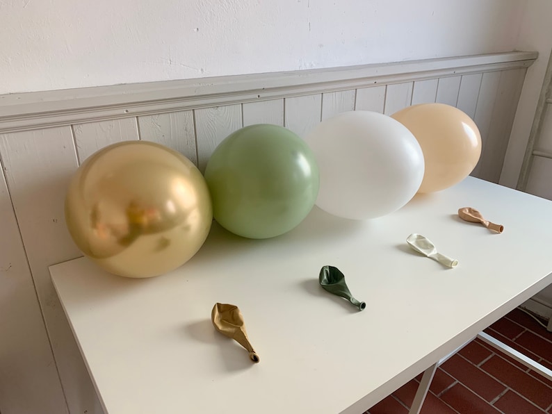 Party Luftballons, Gold Beige, Weiß Sage Grün Ballons für JGA Deko, Geburtstagsdeko, Luftballons für Taufe, Babyparty, Erster Geburtstag Bild 8