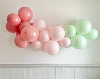 Ballongirlade pastell Farbel Blush Rosa Mint Pink, DIY Ballonbogen für Babyparty, Muttertag, Kindergeburtstag Deko, Hochzeitsdeko, Partydeko