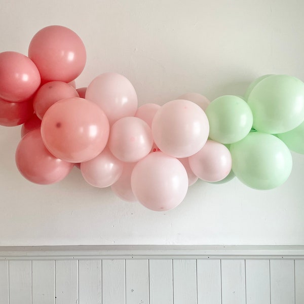 Ballongirlade pastell Farbel Blush Rosa Mint Pink, DIY Ballonbogen für Babyparty, Muttertag, Kindergeburtstag Deko, Hochzeitsdeko, Partydeko