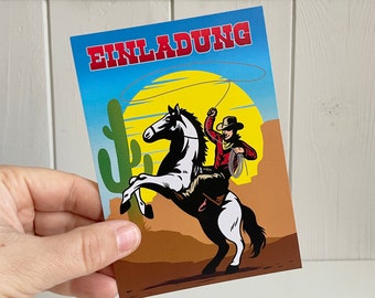 Kindergeburtstag Einladungskarten, Cowboy Geburtstag Einladungen, Kinder Party Cowboys und Indianer Invites, Wild West
