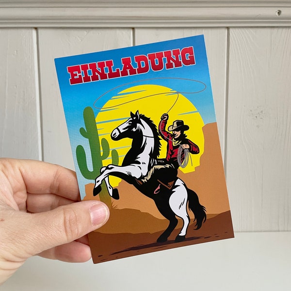 Kindergeburtstag Einladungskarten, Cowboy Geburtstag Einladungen, Kinder Party Cowboys und Indianer Invites, Wild West