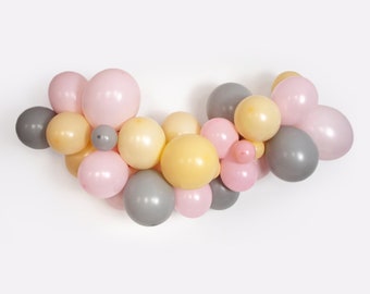 Ballongirlade Pastellrosa mit Grau, Baby Shower Luftballon Girlande DIY, Rosa Mädchen Geburtstag Ballonbogen, Erster Baby Party Dekoration