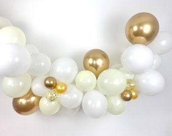 White gold balloon garland, DIY balloons set for birthday, wedding decoration, christening, baby shower decoration, engagement background