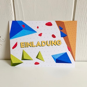 Kindergeburtstag Einladungen, Klettergeburtstag Einladungskarten, Bouldern Party in Kletterhalle, Jungen Geburtstag Karten zum beschriften