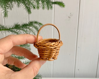 Miniatur Korb, Wichteltür Körbchen für Weihnachtswichtel Zimmer Dekoration, Adventskalender Füllung Idee