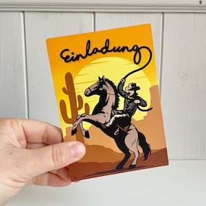 Einladungskarten Kindergeburtstag Cowboy Party, Wild West Geburtstagseinladungen für Mädchen und Jungen Cowboys und Indianer Party