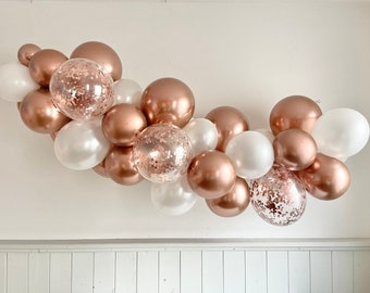 Rose gold balloon garland, photo backdrop for hen parties, 1st birthday decorations, baby showers, anniversaries or wedding decorations, DIY balloon arch set