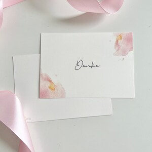 Danke Postkarte in Pastellrosa Creme Aquarell