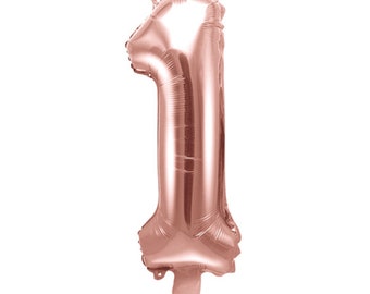 MINI rose gold number balloon, 35 cm balloon number from 1 to 9, for air filling only