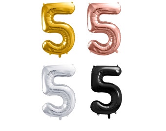 Number balloon 5 large, suitable for helium filling, birthday decoration balloon number five anniversary party balloon foil number XL children's birthday