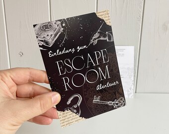 Invitations for children's birthday escape room adventures, boys' birthday invitations to label, secret party invitation cards