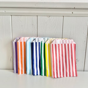 Paper bags with stripes, old school packaging for sweets, children's birthday gift bags, wedding bags for candy bars and party bags image 1