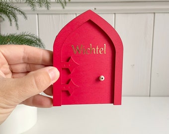 Gnome door with NAME, gift idea for uncles, godchild, neighbor child, Christmas decoration for kindergarten, office and home