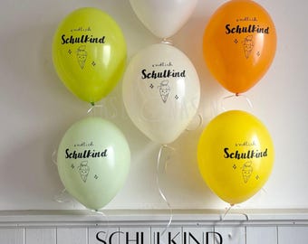 Back-to-school balloons "Finally a schoolchild" – 30 cm latex balloons – Back-to-school decorations – Suitable for helium – Back-to-school party for girls and boys