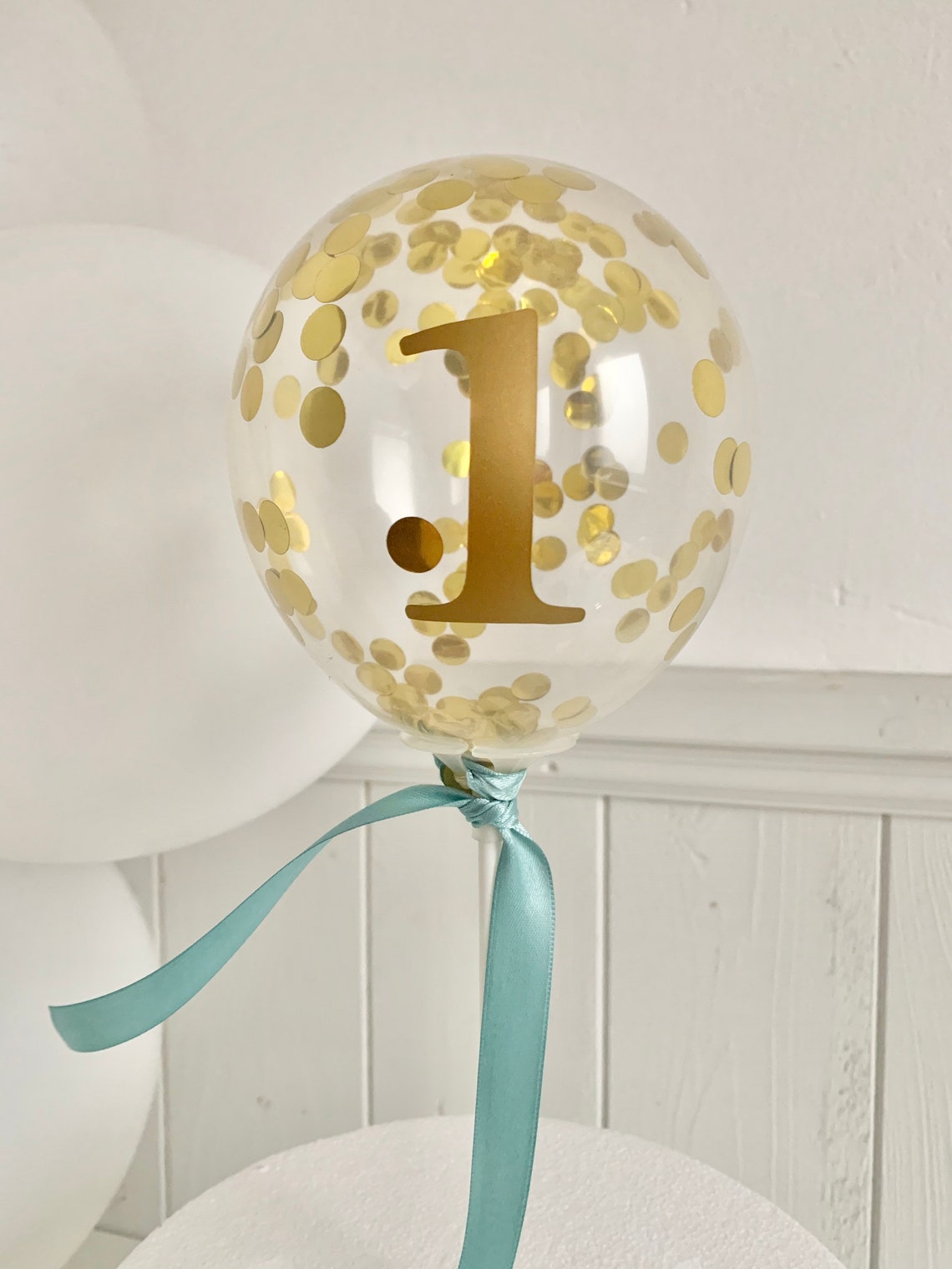 Confetti Balloon Cake Topper Personalizable 1 Birthday Cake Etsy