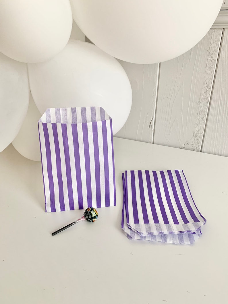 Paper bags with stripes, old school packaging for sweets, children's birthday gift bags, wedding bags for candy bars and party bags image 9