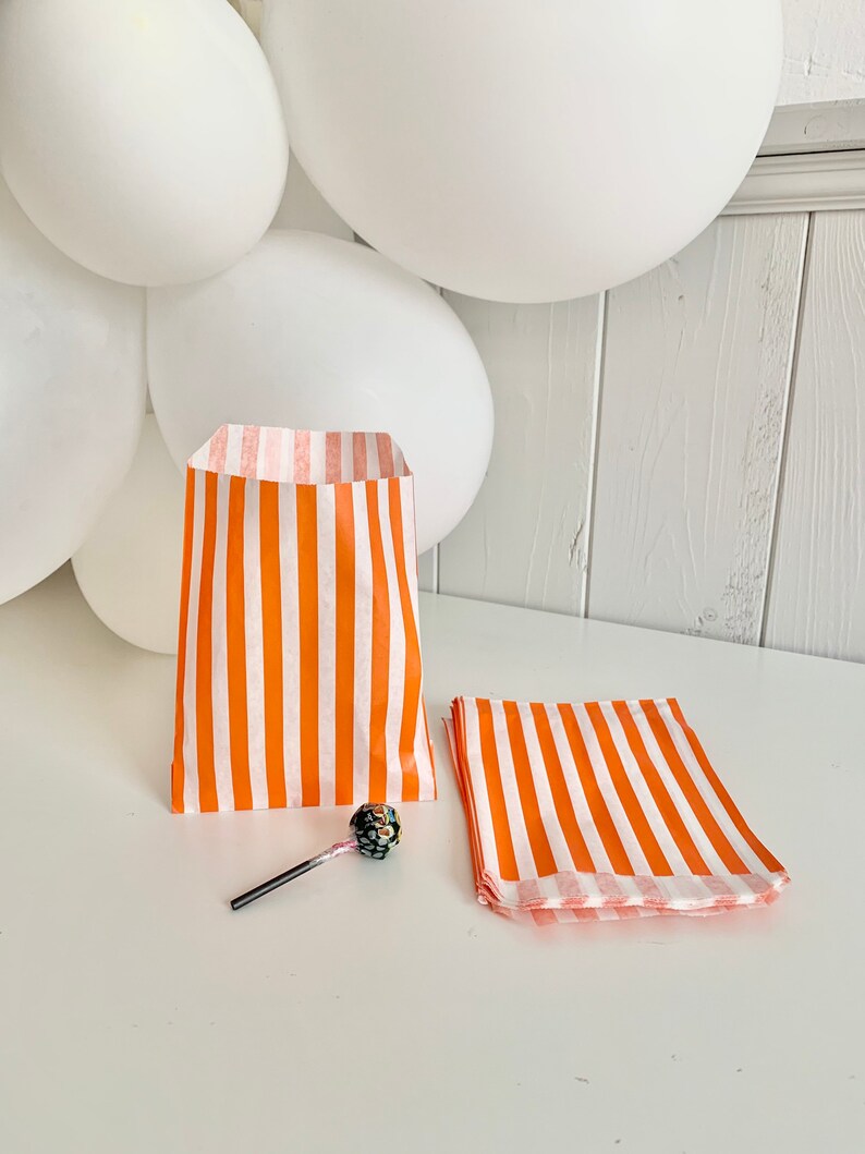 Paper bags with stripes, old school packaging for sweets, children's birthday gift bags, wedding bags for candy bars and party bags image 7