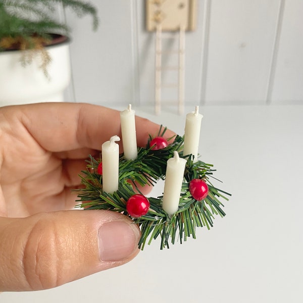 Adventskranz mit ROTEN PERLEN, Weihnachtswichtel Zubehör, Wichteltür, Wichtel Advent, Kinder Weihnachten