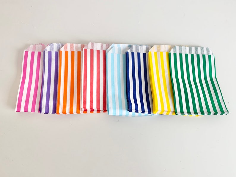 Paper bags with stripes, old school packaging for sweets, children's birthday gift bags, wedding bags for candy bars and party bags image 3