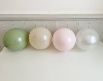 Party Balloons, Sage Green Eucalyptus, Pastel Pink, Sand, Pearl White Balloons for JGA Decoration, Baptism, Baby Shower, First Birthday, Wedding