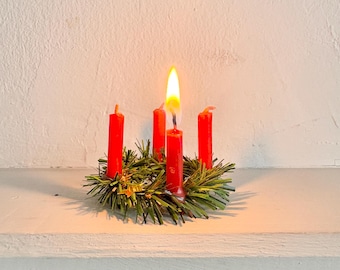 Advent wreath for elf door, RED candles, Christmas elf accessories, Christmas decoration in the living room, children's Christmas, elf magic