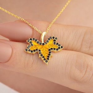 Kristall Ahornblatt Kette - 925 Sterling Silber 14K Gold vermeil Ahorn Kette - Rosegold Ahorn Kette - Geschenk für ihren Kanadier