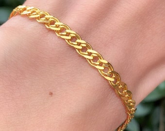 Gold Link Bracelet, Oval cable chain ,Gold vermeil Chain  18 K gold over 925 sterling silver nonna chain , 18K gold bracelet