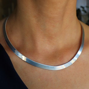 Thick Flat Snake Silver chain / Herringbone choker / Thick Herringbone necklace / 925 Sterling Silver / Gold chain / Christmas gift