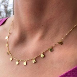 14K Gold Mini Herz Halskette / 925 Sterling Silber Kette / Sommer & Frühling Accessoires / Herz baumeln Halskette / Cluster Kette