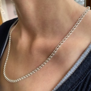 Mariner Long Silver Link Chain Necklace , Minimalist Silver Anchor Necklace, Cadena Chain Stacking Necklace, 925 Sterling Silver