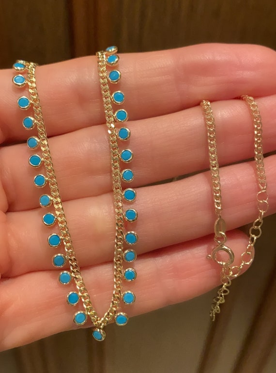 Aqua blue stone necklace sale