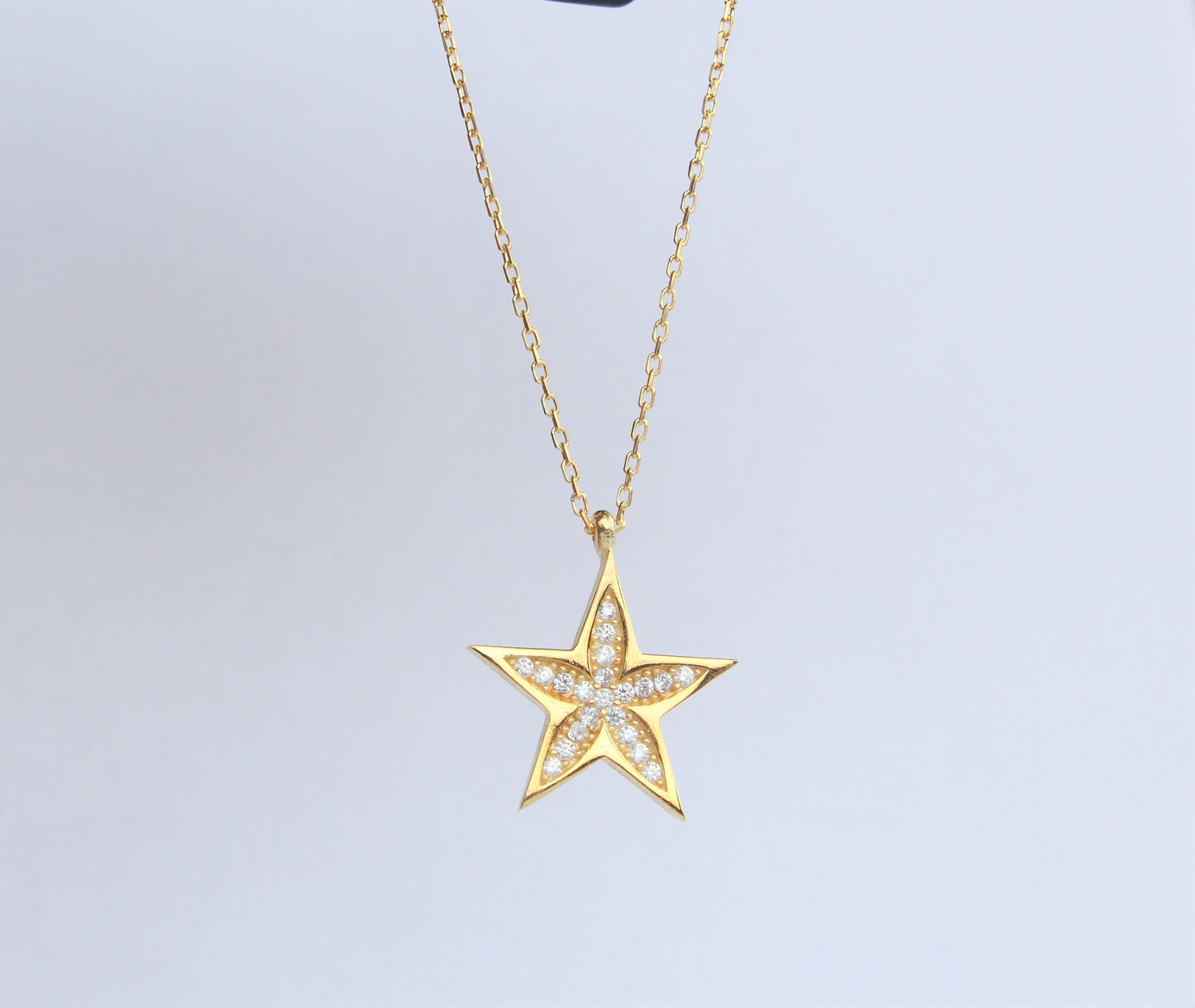 Starfish Pendant- Swarovski Crystal Star 14K Gold Necklace